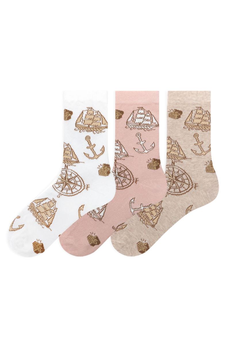 BROSS MAP PATTERNED WOMENS SOCKS ASORTY