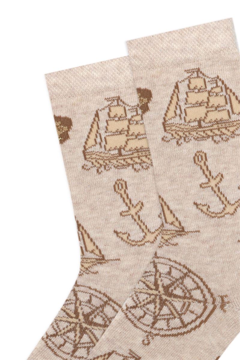 BROSS MAP PATTERNED WOMENS SOCKS ASORTY