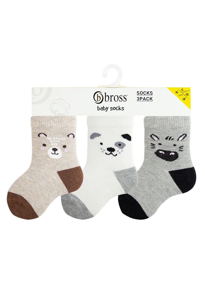 BROSS ANIMAL PATTERNED BABY BOYS SOCKS ASORTY