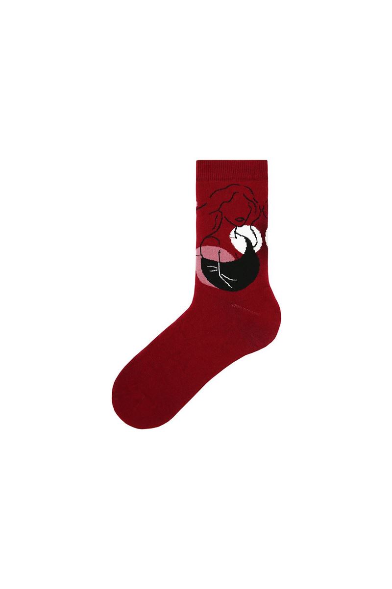 BROSS WOMEN SILHOUETTE PATTERNED WOMENS TERRY SOCKS ASORTY