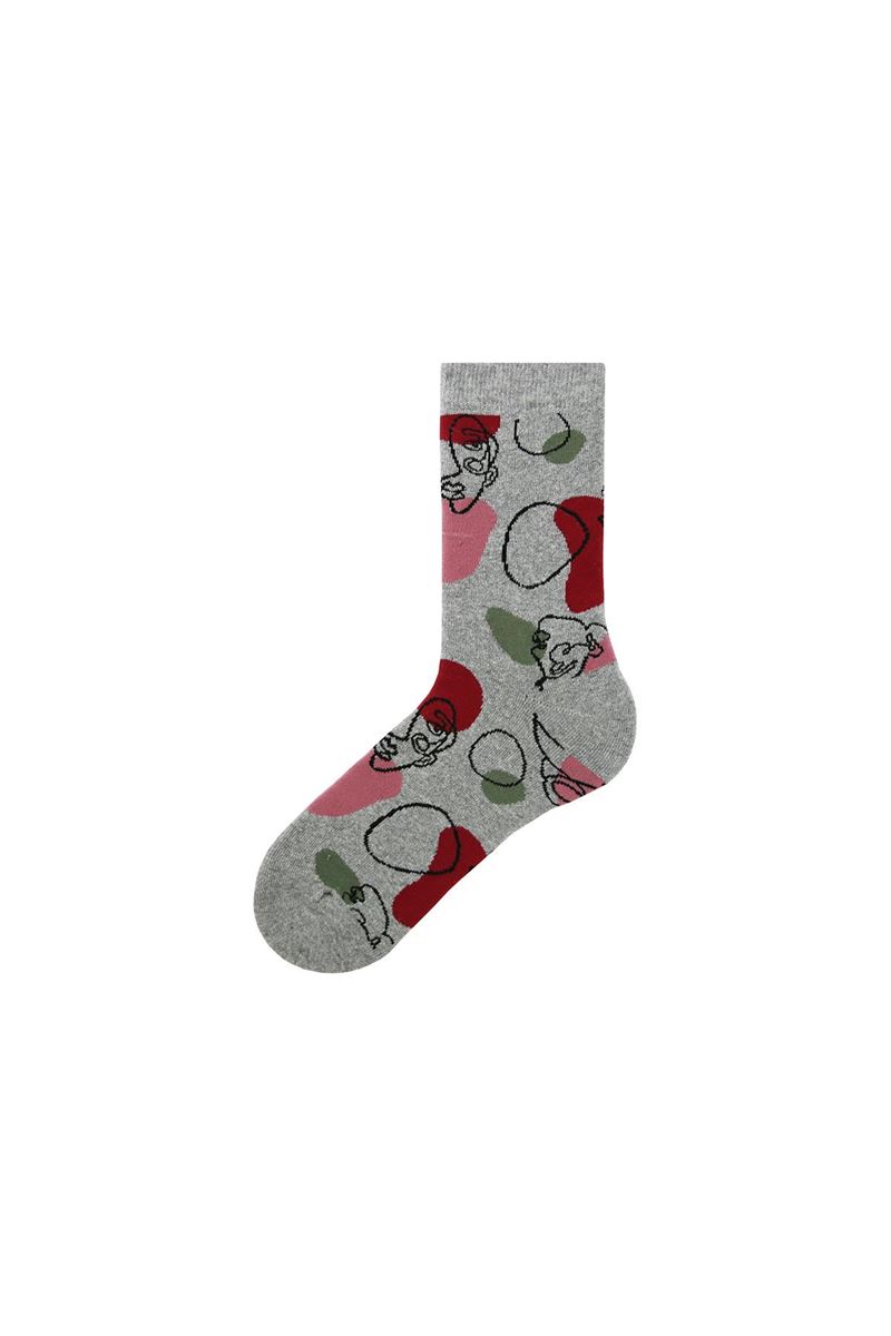 BROSS WOMEN SILHOUETTE PATTERNED WOMENS TERRY SOCKS ASORTY