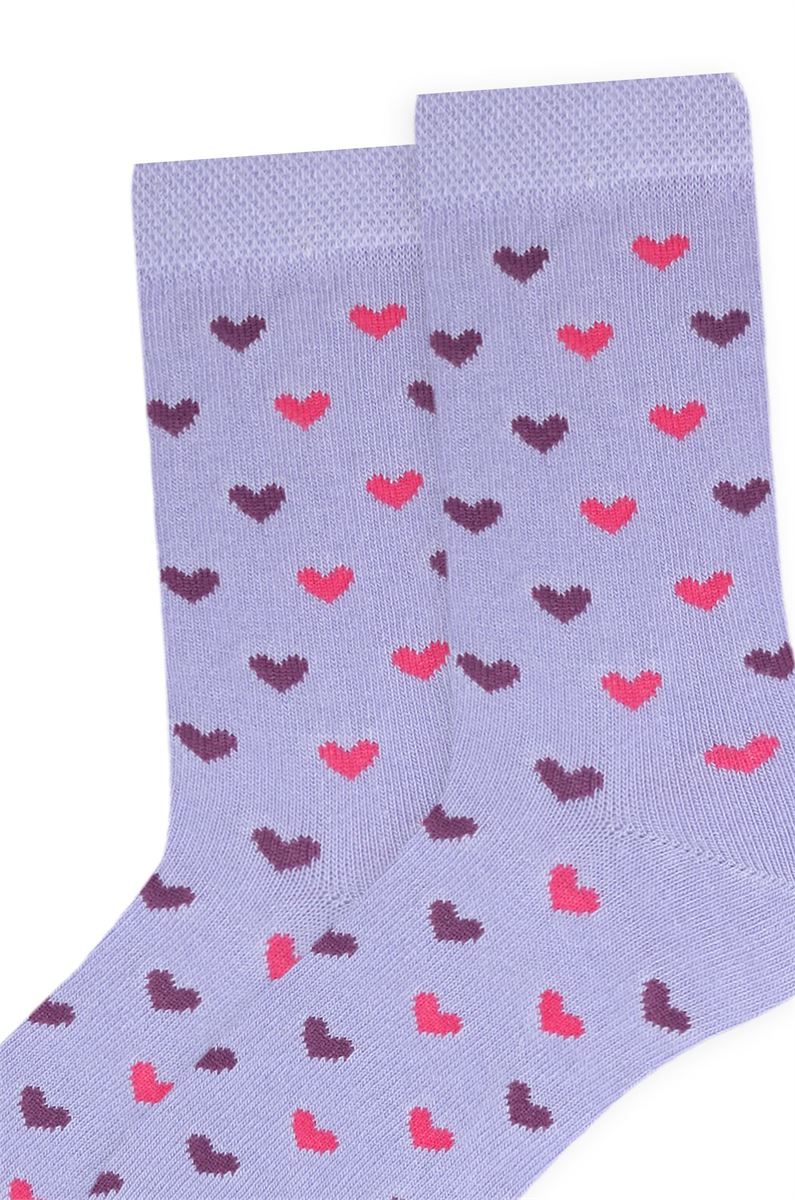 HEART PATTERNED GIRLS SOCKET SOCKS (TULIP) ASORTY