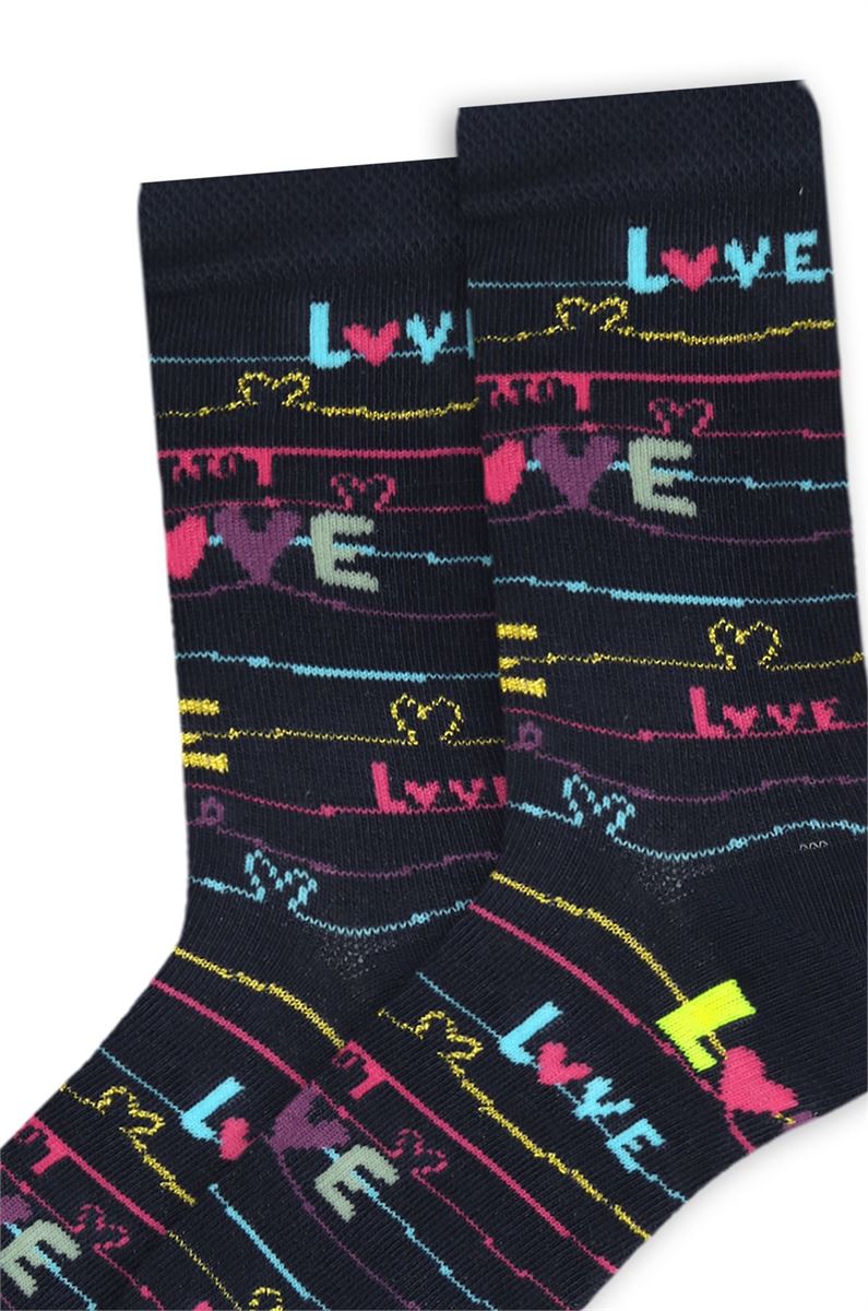 BROSS HEART PATTERNED GIRLS SOCKET SOCKS (TULIP) ASORTY