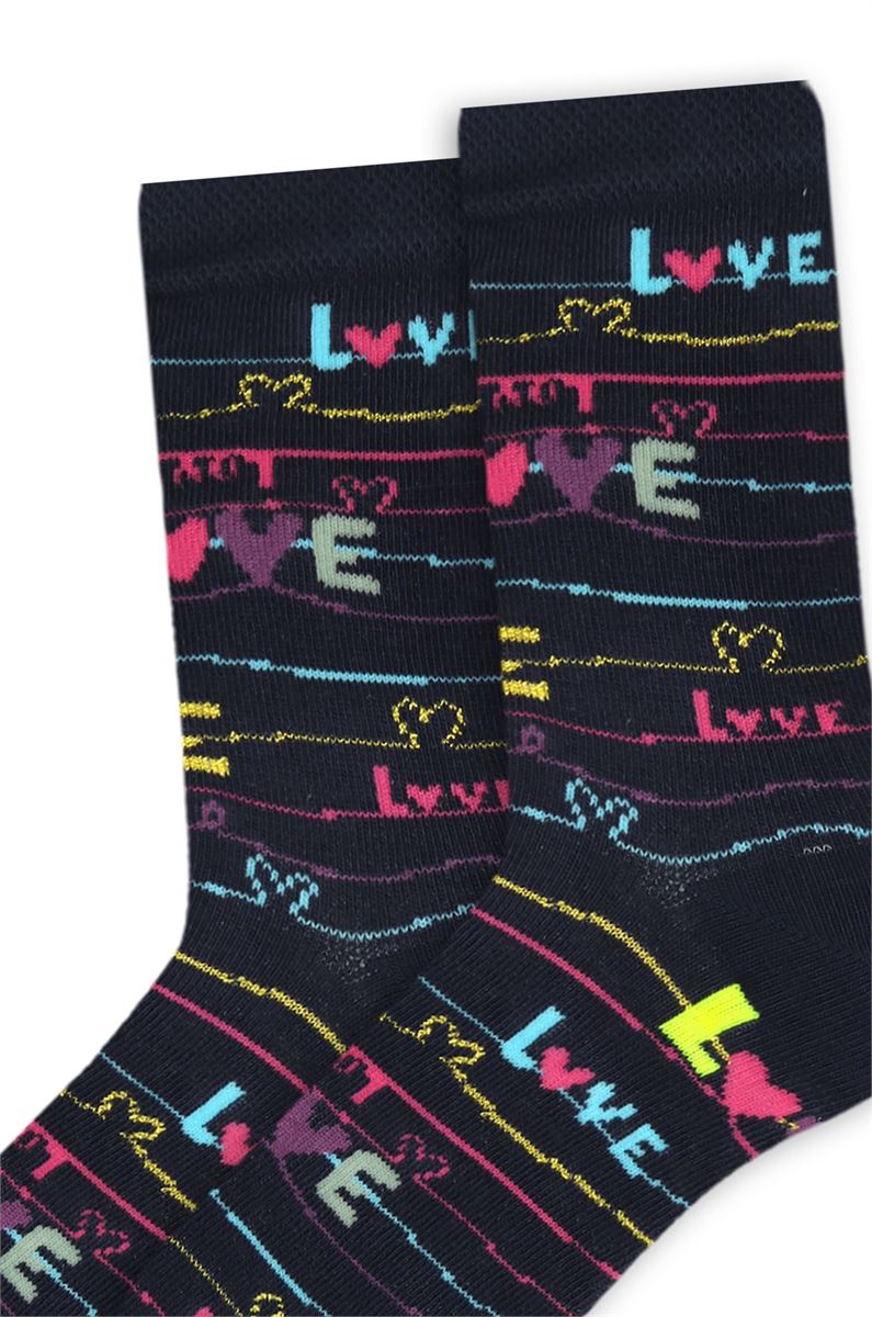 HEART PATTERNED GIRLS SOCKET SOCKS (TULIP) ASORTY