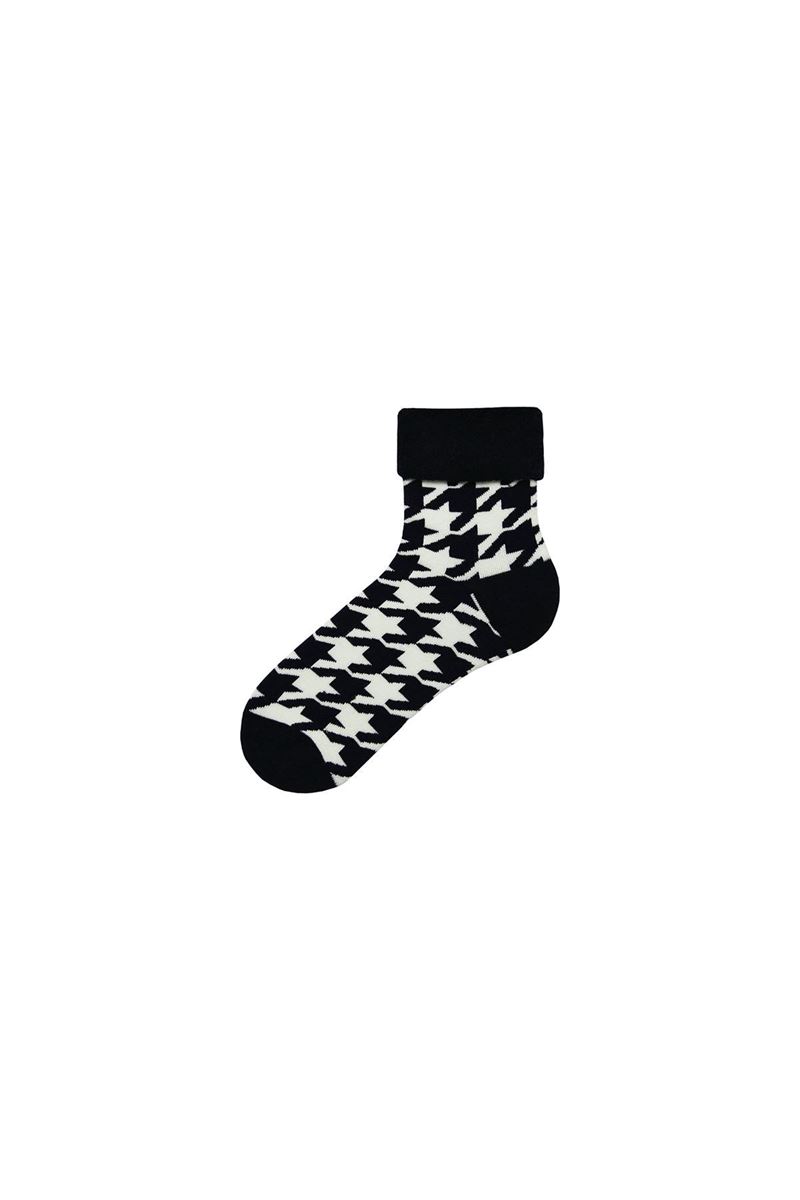 BROSS HOUNDSTOOTH PATTERNED WOMENS TERRY SOCKS ASORTY