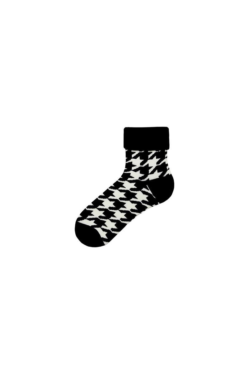 BROSS HOUNDSTOOTH PATTERNED WOMENS TERRY SOCKS ASORTY