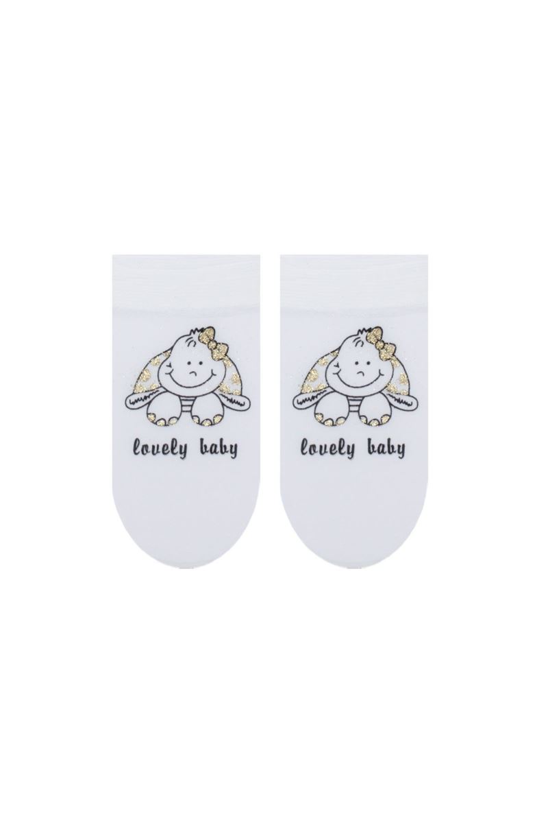 BROSS DOG PATTERNED GIRLS  MICRO SOCKS WHITE