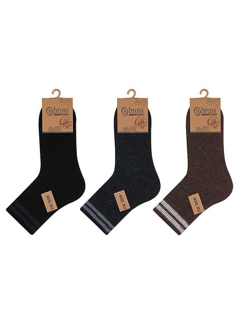 BROSS RINGED RUBBER BOYS  WOOL SOCKS ASORTY