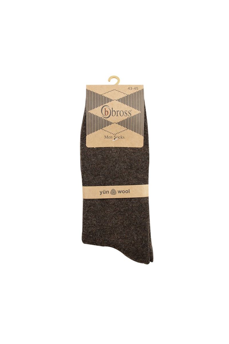 BROSS MEN WOOL SOCKS BROWN