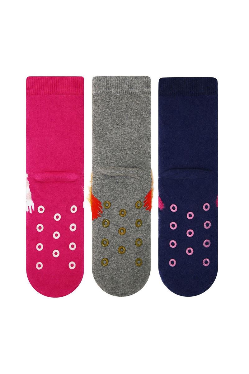 BROSS FRINGED MONSTER PRINTED GIRLS TERRY SOCKS ASORTY