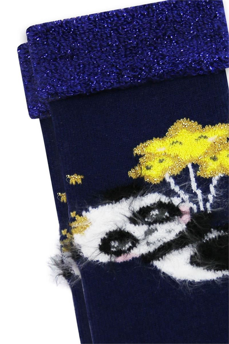 BROSS PANDA DESENLİ BASKILI HAVLU KIZ BEBEK ÇORABI ASORTİ
