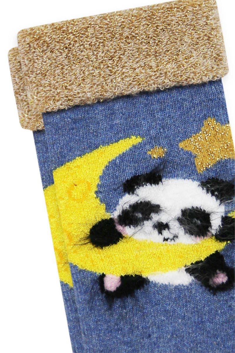 BROSS PANDA DESENLİ BASKILI HAVLU KIZ BEBEK ÇORABI ASORTİ