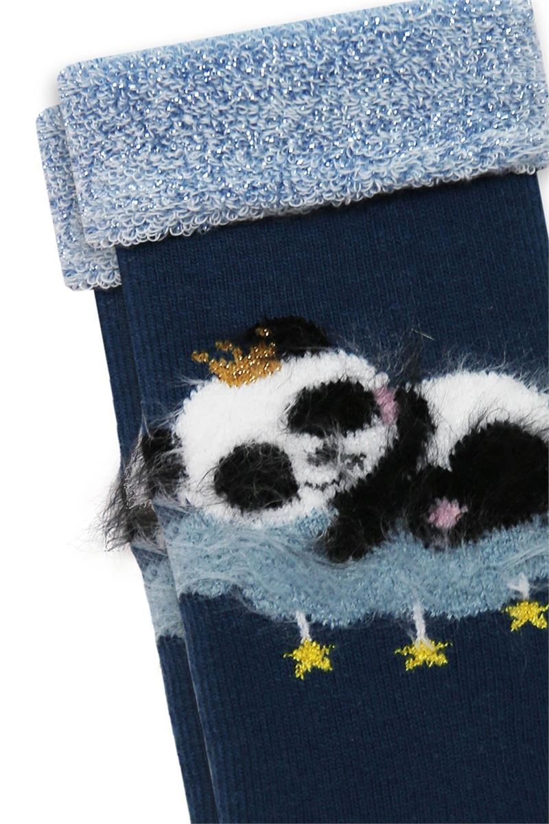 BROSS PANDA DESENLİ BASKILI HAVLU KIZ BEBEK ÇORABI ASORTİ