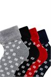 FRINGED SNOWFLAKE PATTERNED  WOMENS TERRY SOCKS
