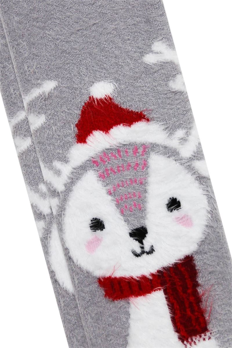 BROSS WINTER ANIMAL PRINTED FRINGED GIRL TERRY SOCKS ASORTY