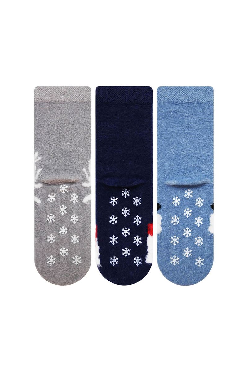 BROSS WINTER ANIMAL PRINTED FRINGED GIRL TERRY SOCKS ASORTY