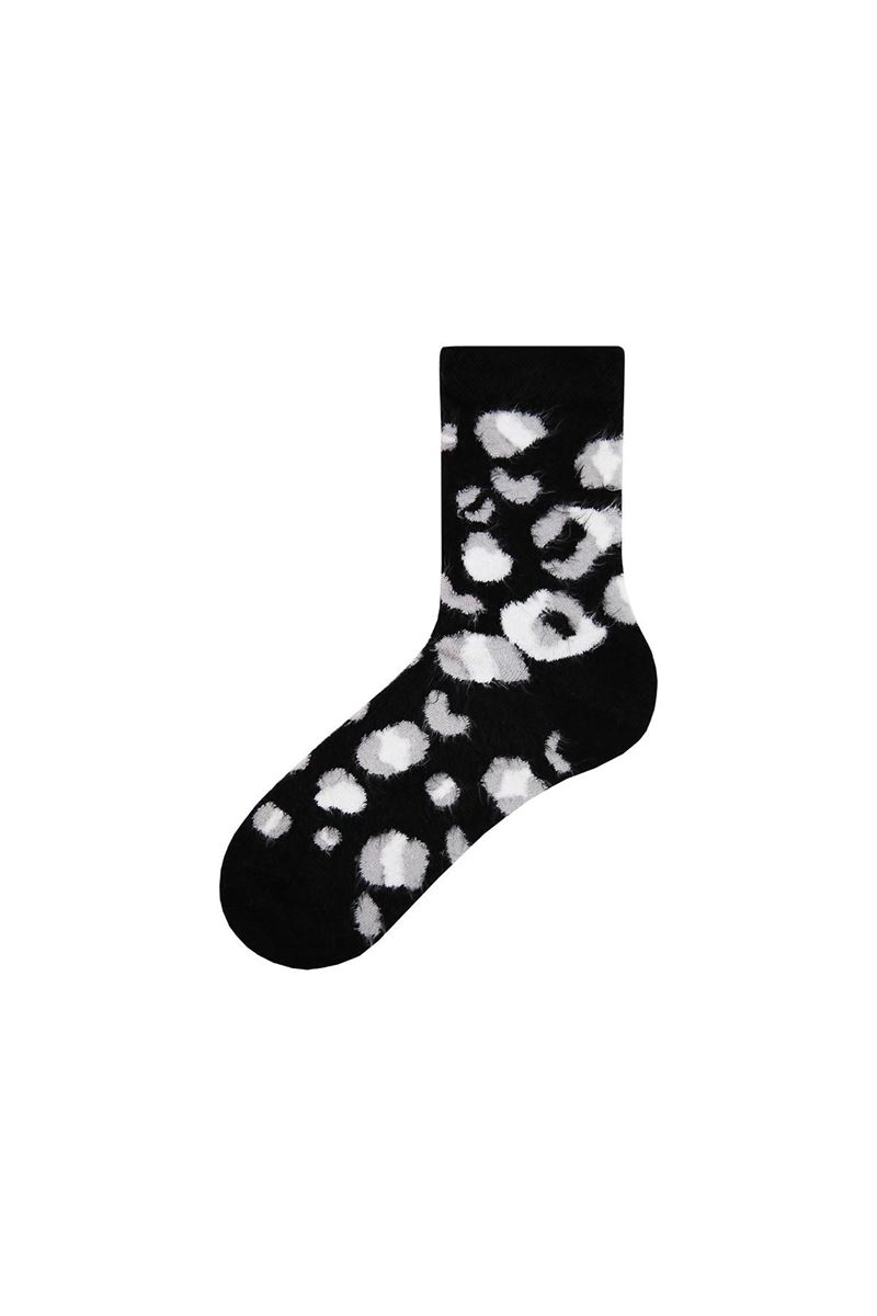 BROSS FRINGED LEOPARD PATTERNED WOMENS SOCKS ASORTY