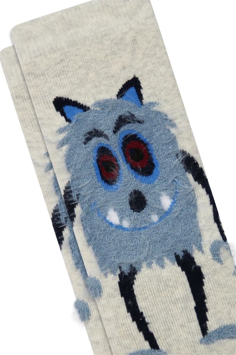 BROSS MONSTER PATTERNED BOYS TERRY FRINGED SOCKS ASORTY