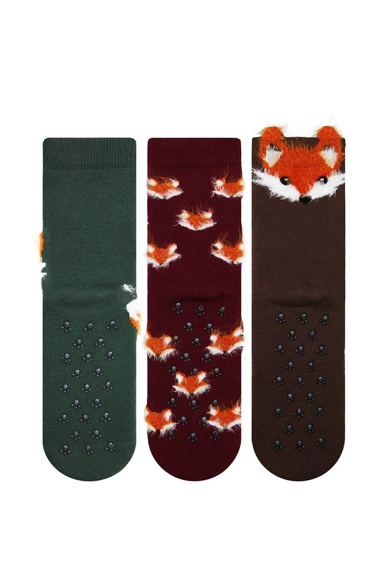 BROSS FOX PATTERN FRINGED BOY TERRY SOCKS ASORTY