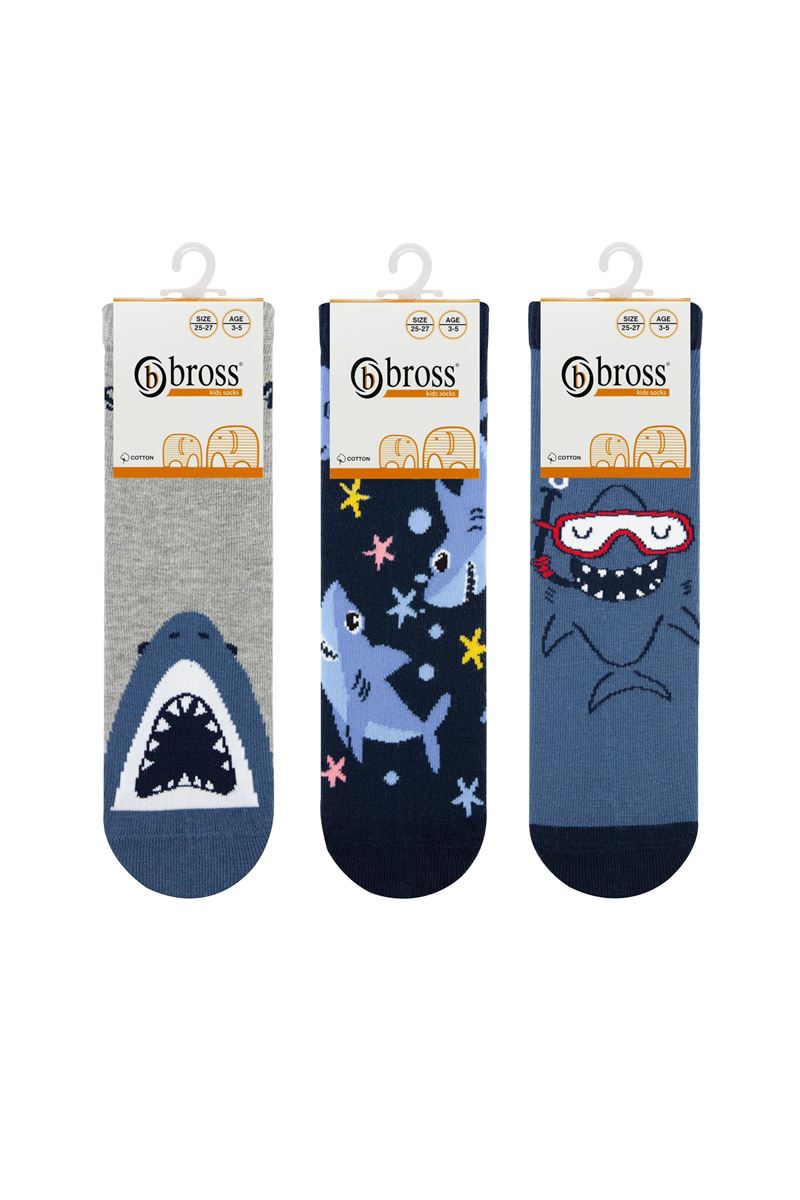 BROSS
 SHARK PATTERN BOY SOCKET SOCKS ASORTY
