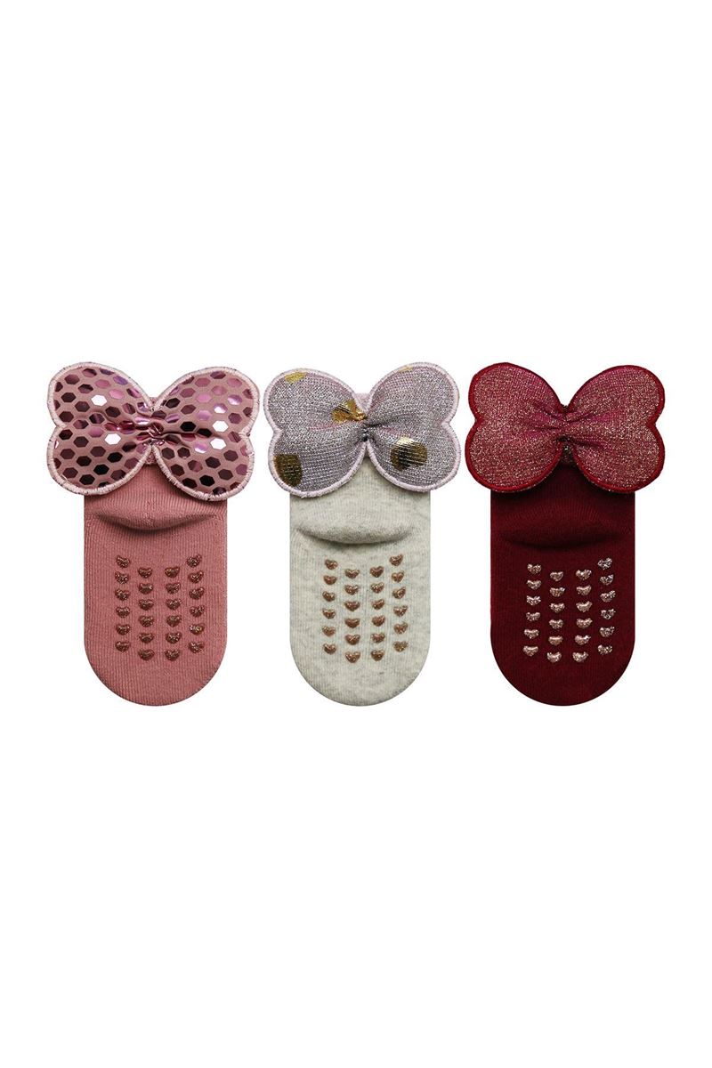 BROSS SHIMMER PRINTED BABY GIRL TERRY SOCKS WITH ACCESSORY ASORTY