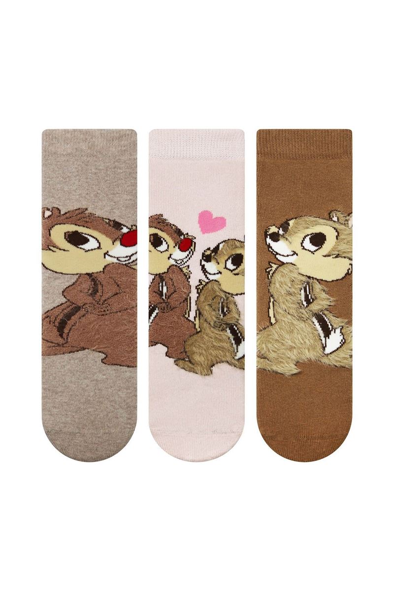 BROSS SQUIRREL PATTERNED PRINTED GIRLS TERRY SOCKS ASORTY