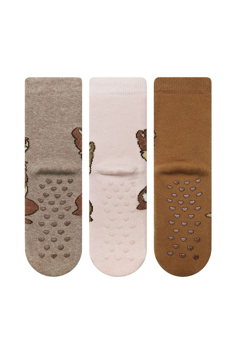 BROSS SQUIRREL PATTERNED PRINTED GIRLS TERRY SOCKS ASORTY