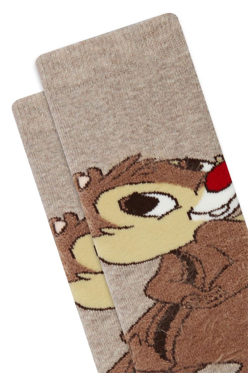 BROSS SQUIRREL PATTERNED PRINTED GIRLS TERRY SOCKS ASORTY