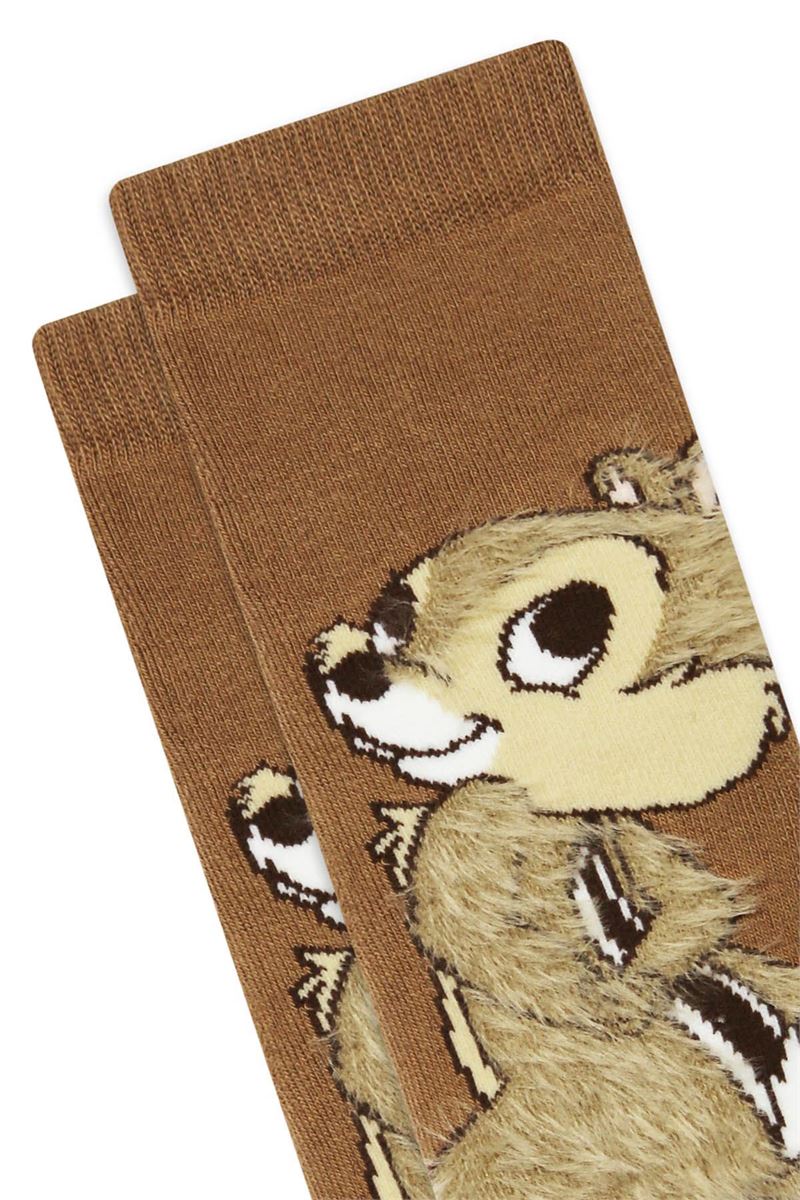 BROSS SQUIRREL PATTERNED PRINTED GIRLS TERRY SOCKS ASORTY