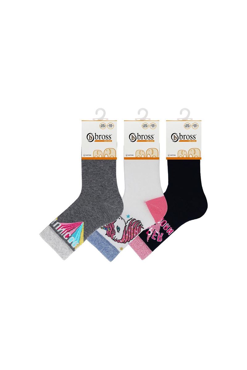 BROSS SUPER UNI PATTERN GIRL SOCKET SOCKS ASORTY