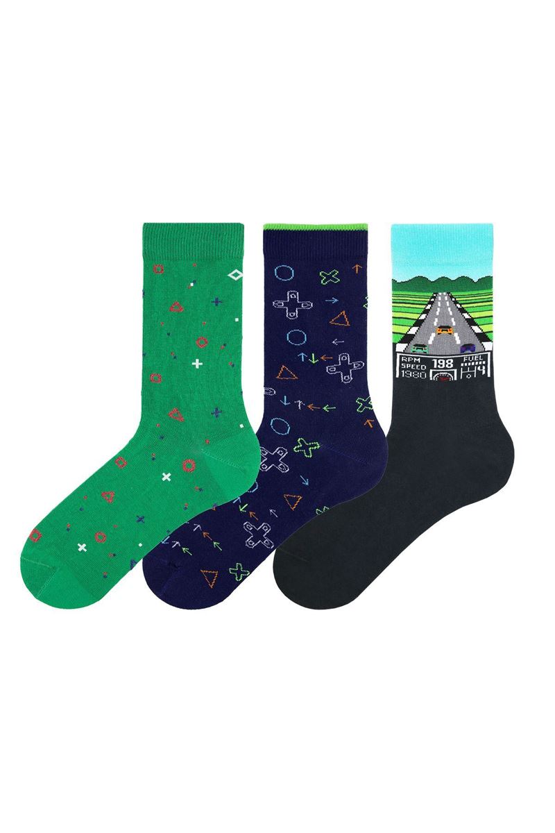 BROSS TETRIS THEMED TEENAGE + MENS SOCKS ( MODEL-4) ASORTY