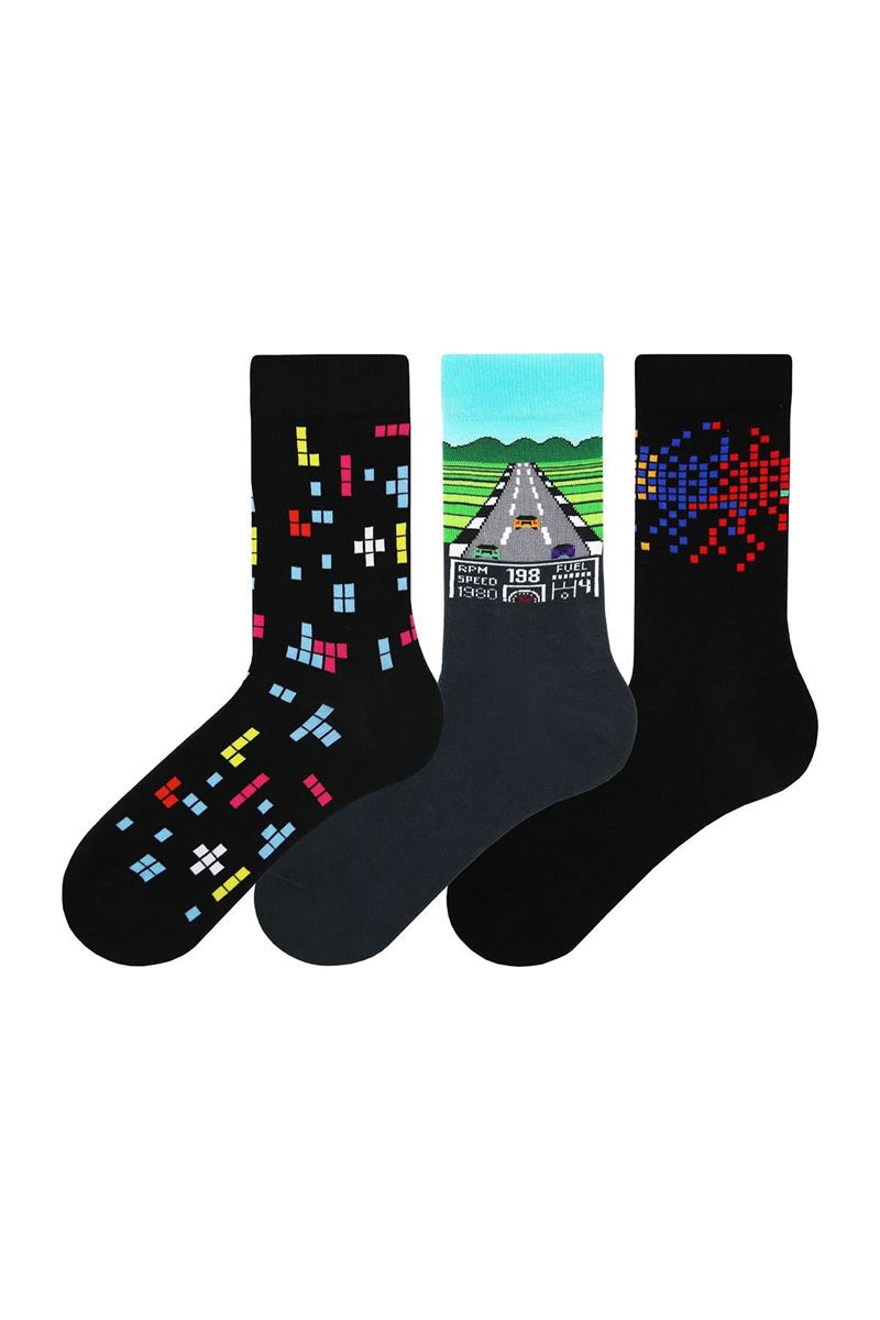 BROSS TETRIS THEMED TEENAGE + MENS SOCKS ( MODEL-5) ASORTY