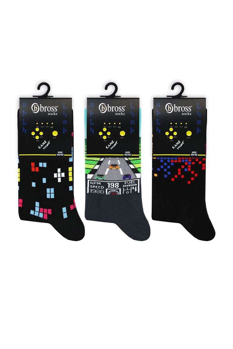 BROSS TETRIS THEMED TEENAGE + MENS SOCKS ( MODEL-5) ASORTY