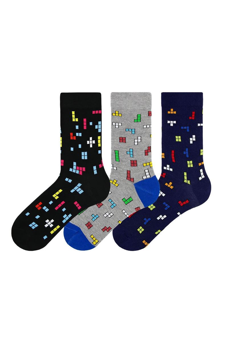 BROSS TETRIS THEMED TEENAGE + MENS SOCKS ( MODEL-6) ASORTY