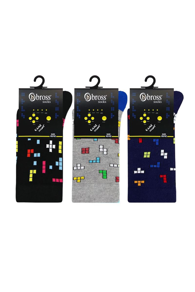 BROSS TETRIS THEMED TEENAGE + MENS SOCKS ( MODEL-6) ASORTY