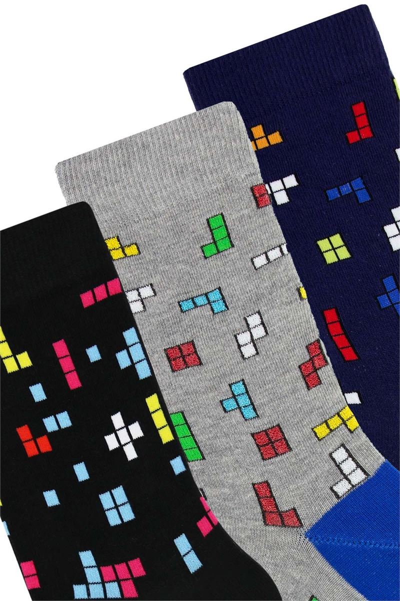 BROSS TETRIS THEMED TEENAGE + MENS SOCKS ( MODEL-6) ASORTY