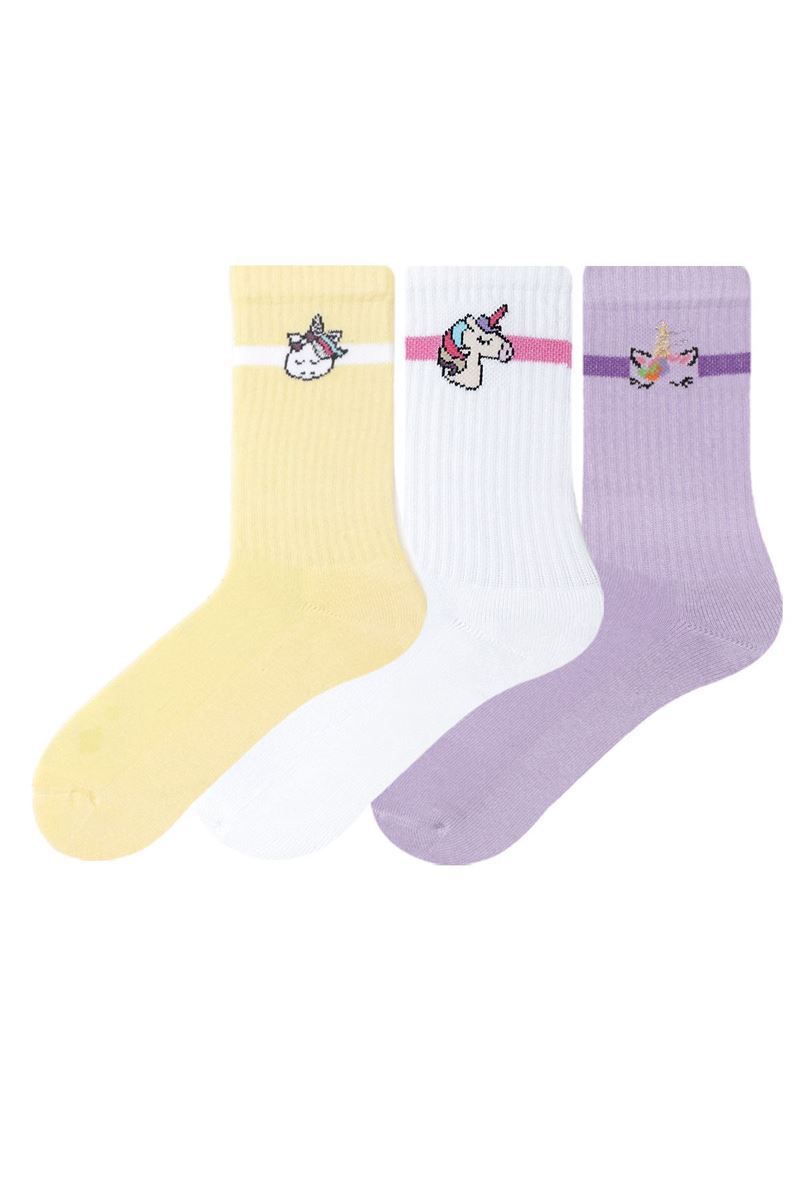 BROSS UNICON PATTERNED GIRLS  TERRY SOCKS ASORTY