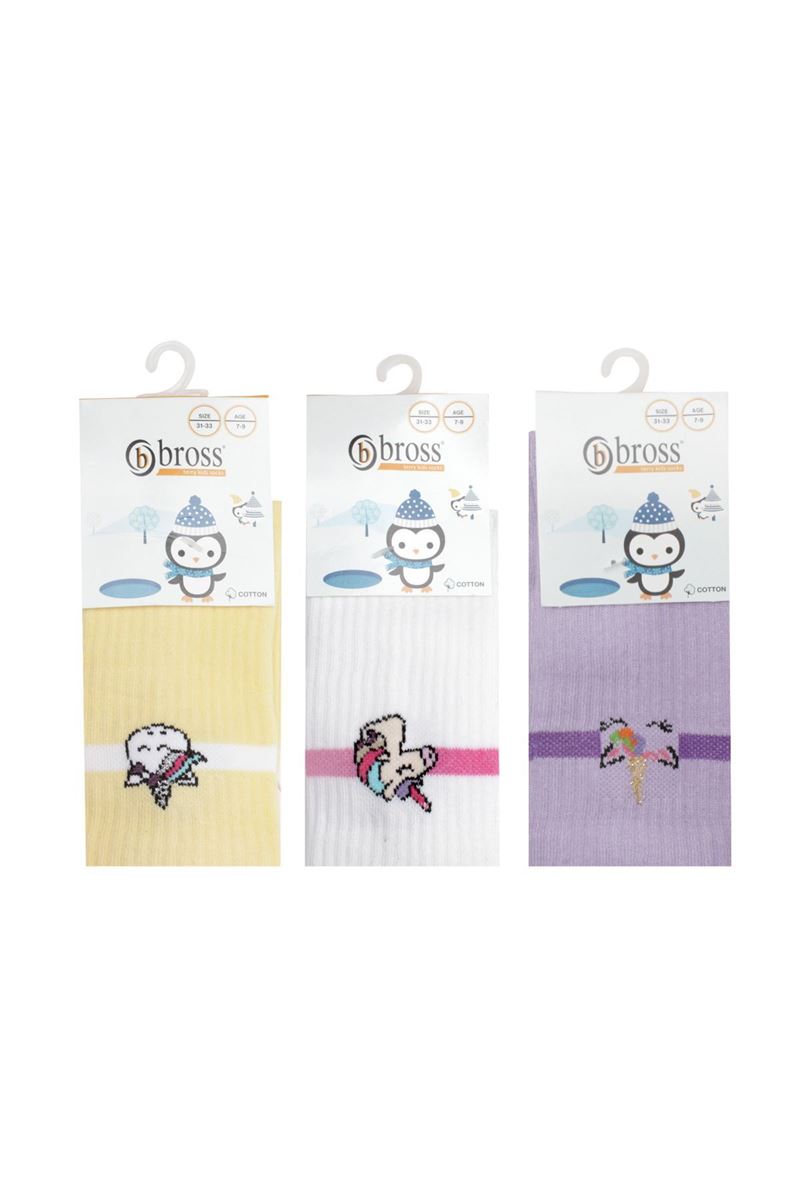 BROSS UNICON PATTERNED GIRLS  TERRY SOCKS ASORTY
