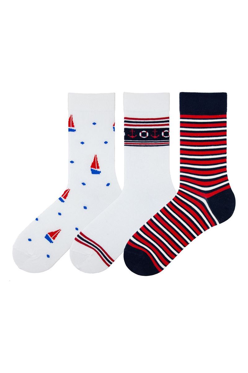 SAIL, CIRCLE, ANCHOR PATTERNED MEN SOCKS ASORTY