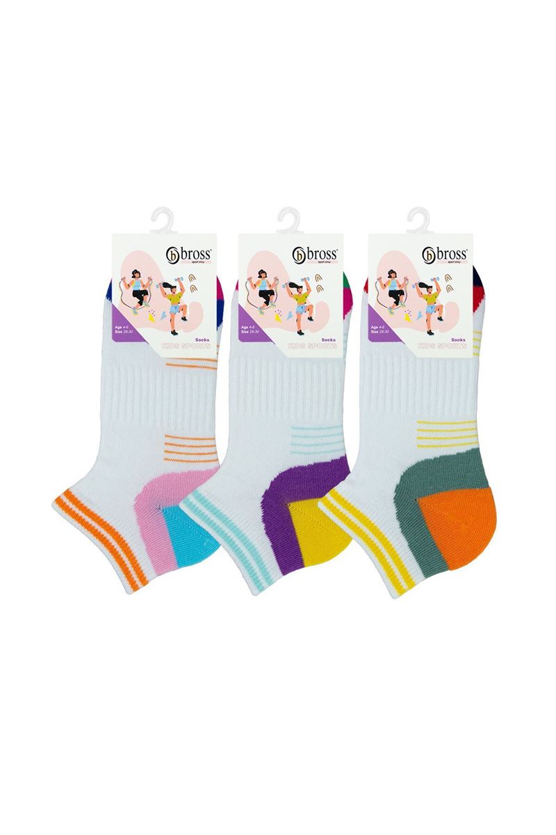 BROSS GIRL ANKLE SOCKS WAVE PATTERNED ASORTY