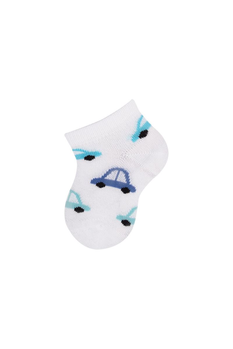 BROSS 3 PACK CAR PATTERNED BABY BOYS SHAFTLESS SOCKS ASORTY