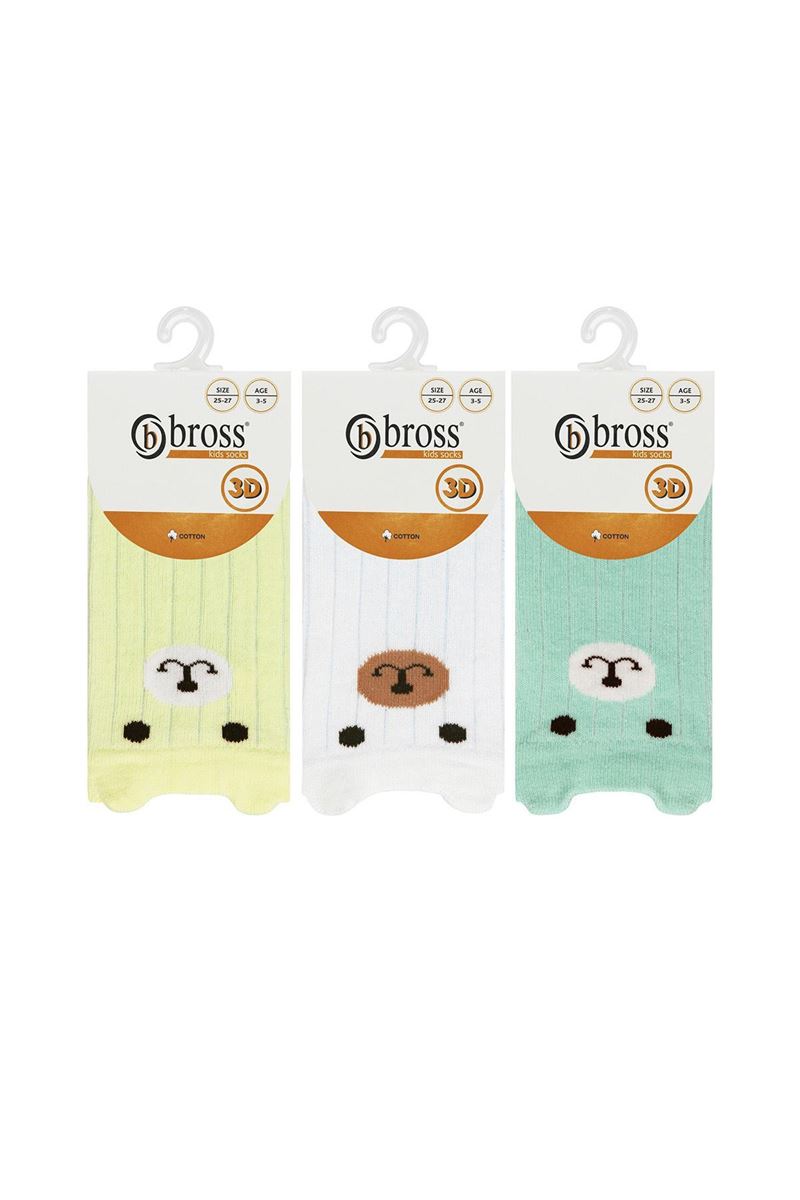 BROSS 3D BEAR PATTERNED BOYS BOOTIES SOCKS ASORTY