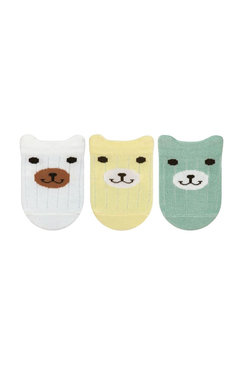 BROSS 3D BEAR PATTERNED BABY BOYS BOOTIES SOCKS ASORTY