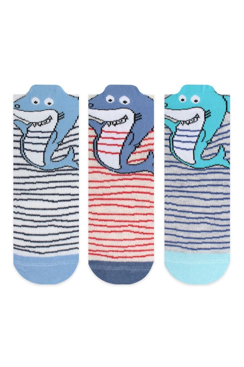 BROSS 3D FISH PATTERNED BOYS BOOTIES SOCKS ASORTY
