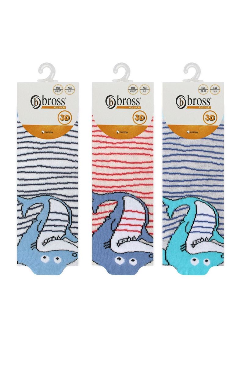 BROSS 3D FISH PATTERNED BOYS BOOTIES SOCKS ASORTY