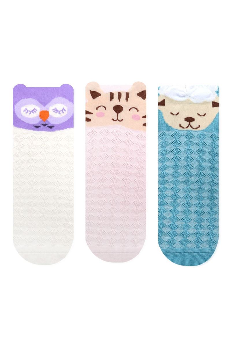 BROSS 3D OWL, SHEEP, CAT PATTERNED GIRLS BOOTIES SOCKS ASORTY