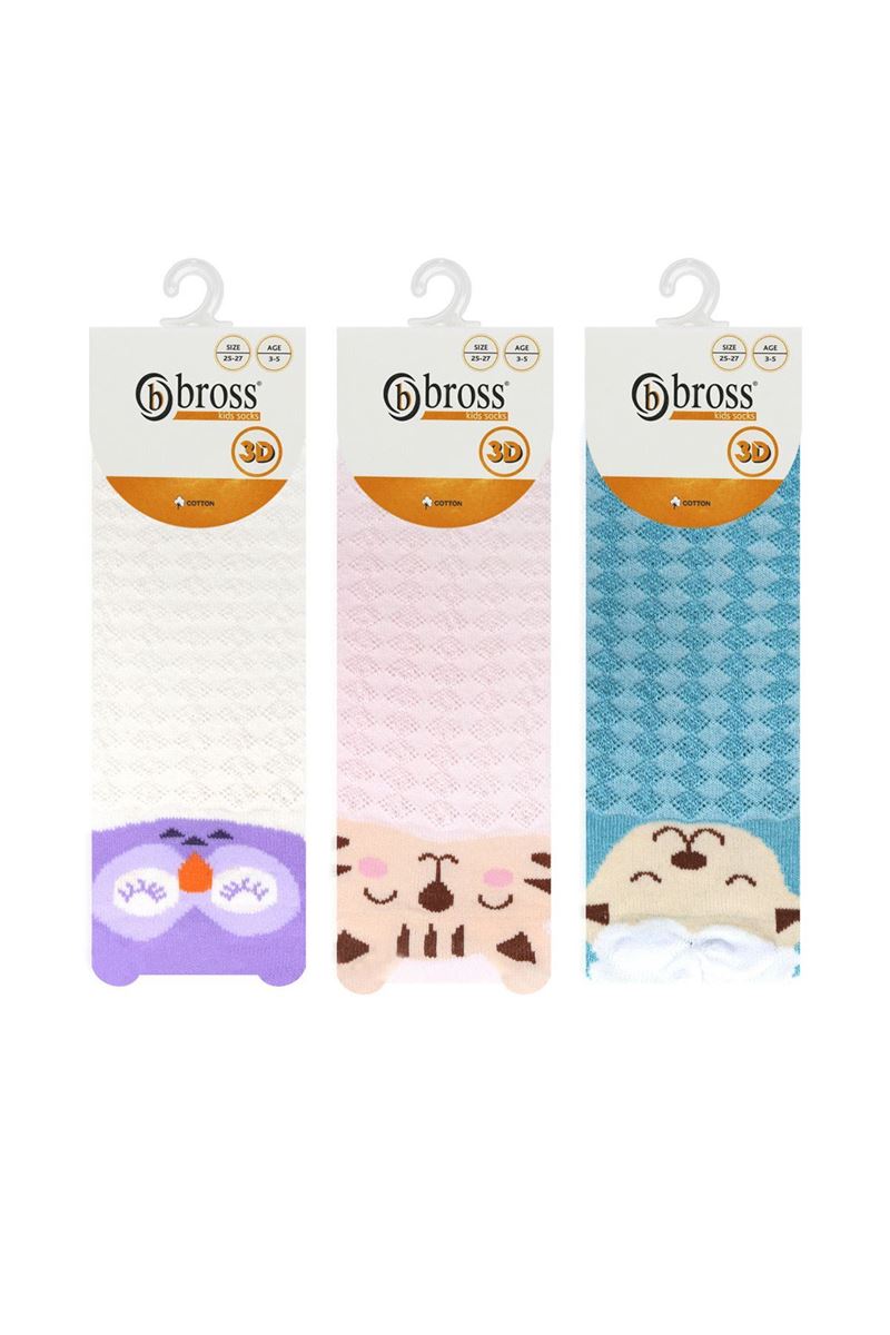 3D OWL, SHEEP, CAT PATTERNED GIRLS BOOTIES SOCKS ASORTY