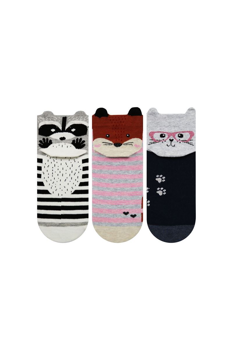 BROSS 3D RACCOON, FOX, CAT PATTERNED WOMEN S BOOTIES ASORTY