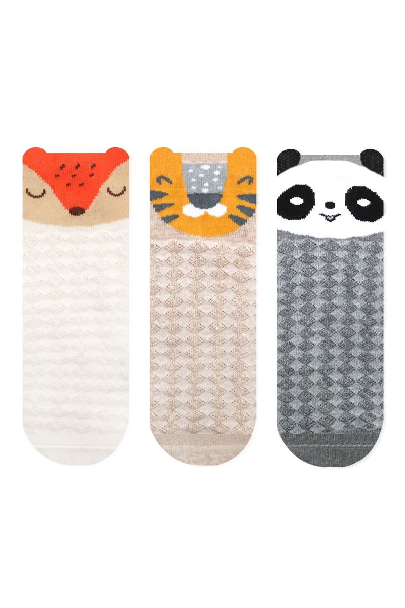 BROSS 3D FOX, LION, PANDA PATTERNED BOYS BOOTIES SOCKS ASORTY