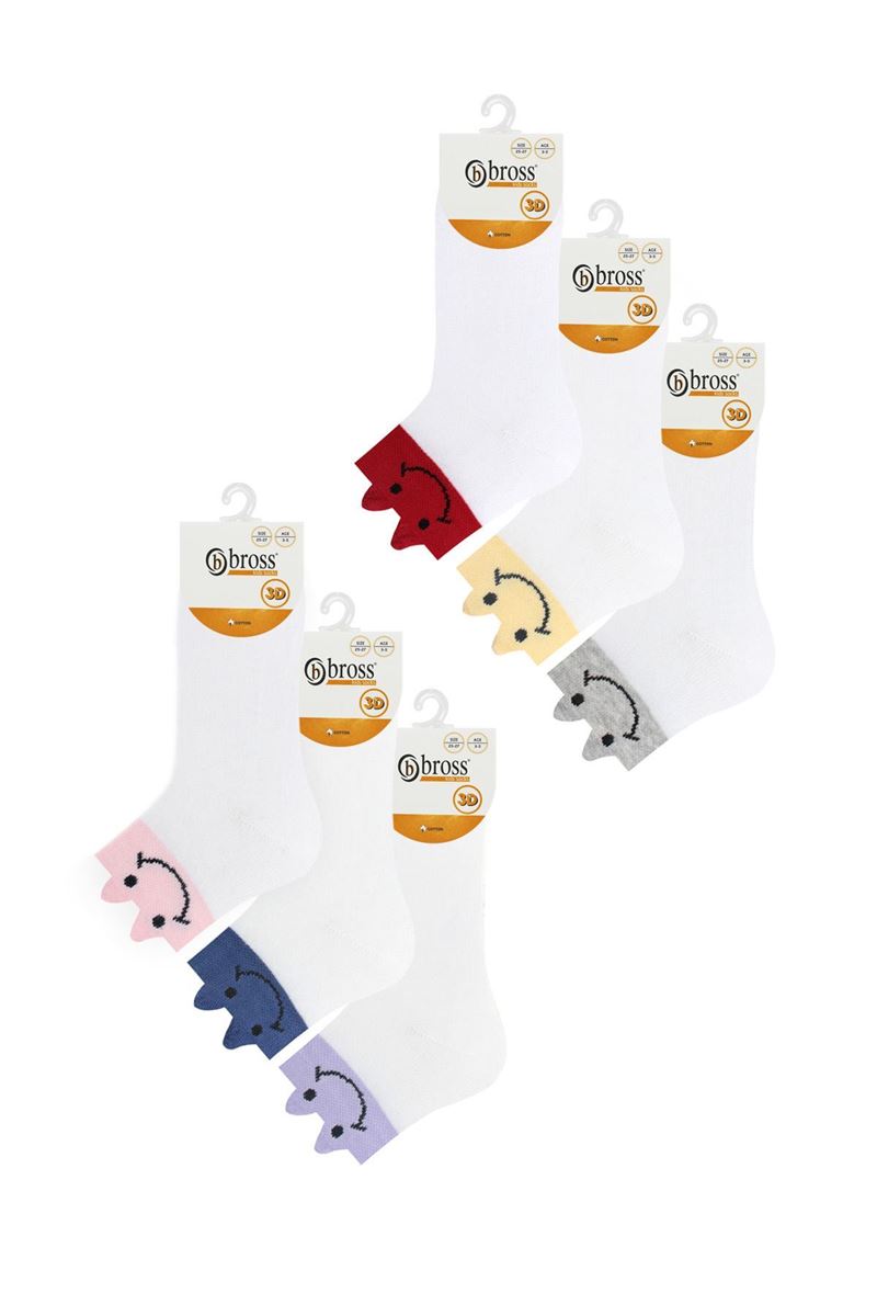 BROSS 3D FACE PATTERNED GIRLS BOOTIES SOCKS ASORTY
